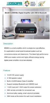 Picture of Mini60 Stereo Out 2x30W 2 ch 4-16 O USB & Bluetooth Mini Amp