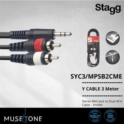 Picture of Stagg 3M Mini Stereo to 2RCA Cable