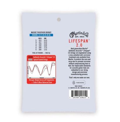 Picture of CF Martin MA550T Authentic Acoustic Guitar Strings - Lifespan 2.0 Phosphor Bronze