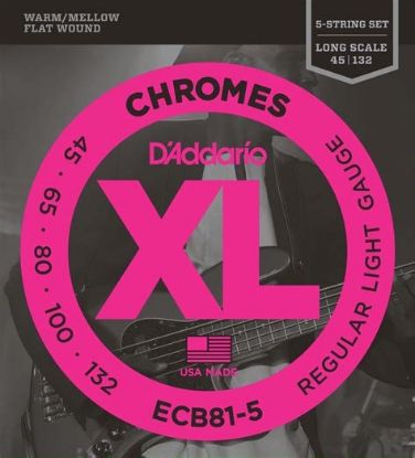 Picture of D'ADDARIO Flat Wound Chrome 5-String Bass Strings 045-132