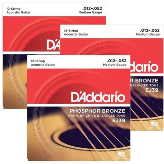 Picture of D'ADDARIO Phosphor Bronze Round Wound 12-String Acoustic Guitar Strings 012-052