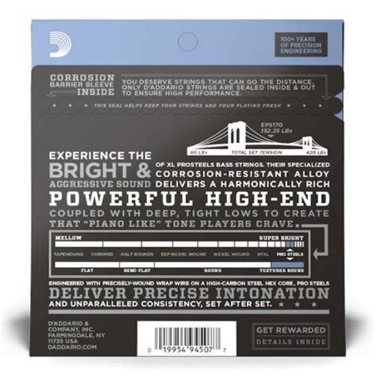 Picture of D'ADDARIO ProSteels Round Wound Bass Strings 045-100