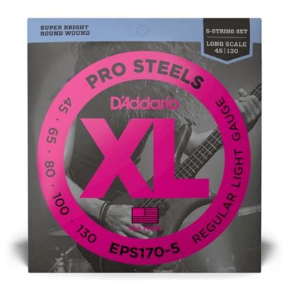 Picture of D'ADDARIO ProSteels Round Wound 5-String Bass Strings 045-130