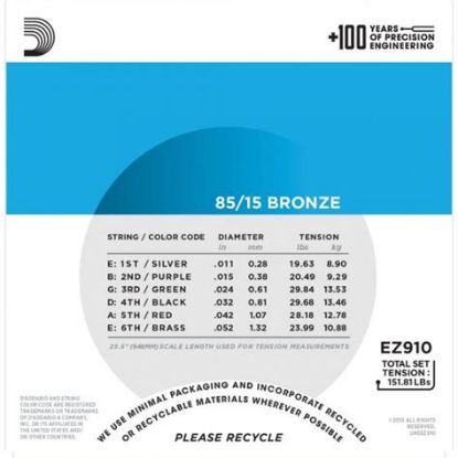 Picture of D'ADDARIO 85/15 Bronze Round Wound Acoustic Guitar Strings 011-052