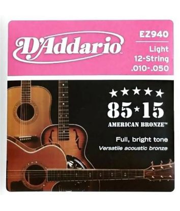 Picture of D'ADDARIO 85/15 Bronze Round Wound 12-String Acoustic Guitar Strings 010-050