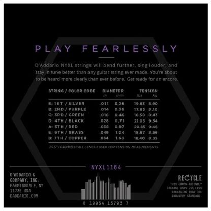 Picture of D'ADDARIO NYXL Nickel Round Wound 7-String Electric Guitar Strings 011-064
