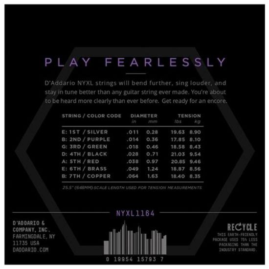Picture of D'ADDARIO NYXL Nickel Round Wound 7-String Electric Guitar Strings 011-064