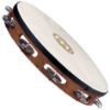 Picture of MEINL Percussion Wood Tambourine Headed 1 Row Steel Jingles - African Brown