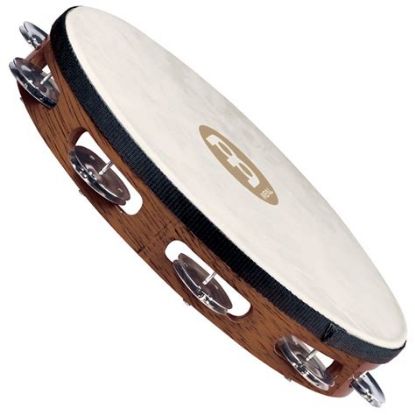 Picture of MEINL Percussion Wood Tambourine Headed 1 Row Steel Jingles - African Brown