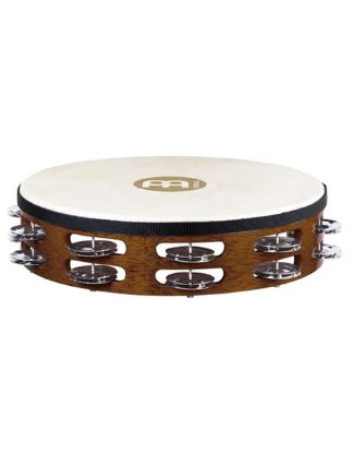 Picture of MEINL Percussion Wood Tambourine Headed 2 Rows Steel Jingles - African Brown