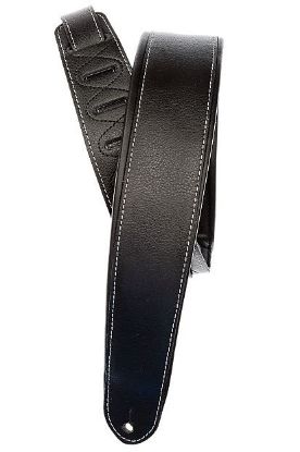 Picture of Deluxe Leather with Contrast Stitching Padded Guitar Strap - Black