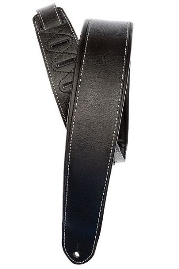Picture of Deluxe Leather with Contrast Stitching Padded Guitar Strap - Black
