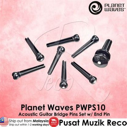 Picture of Planet Waves Plastic Bridge Pins + 1 Plastic End Pin - Ebony with Ivory Dot