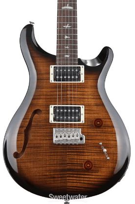 Picture of PRS SE Custom 22 Semi-Hollow Black Gold Sunburst Violin Top Carve