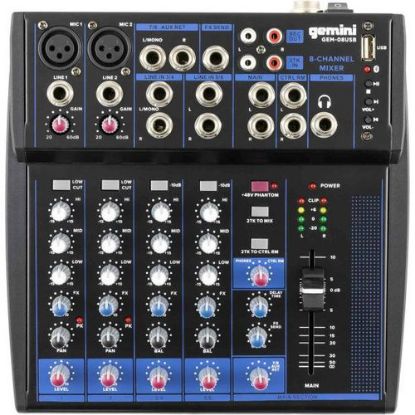 Picture of Gemini GEM 08USB 8-Channel Bluetooth Audio Mixer